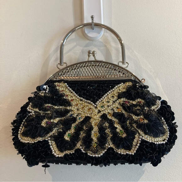 MINI HANDBAG Sequin Sparkly Mesh Metal Coin Purse Closure - Picture 6 of 10